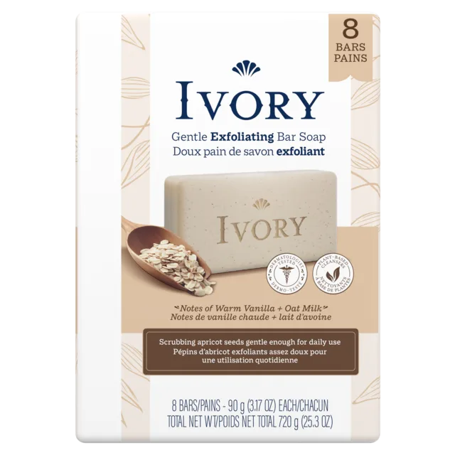 Ivory ~ NA ~ Personal Care ~ Base ~ Cleansers ~ Cosmetic ~ Bar ~ Exfoliating Bar ~ Warm Vanilla + Oat Milk ~ 3.17 oz