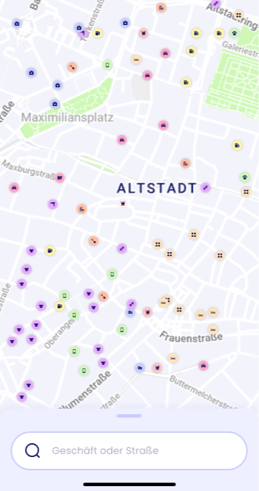 A picture with a mobile mockup of map displaying Spendit's providers coverage.