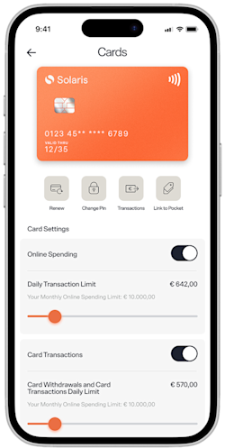 Mobile mockup of the card management procedure