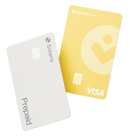 Mockups of two physical cards stacked together.