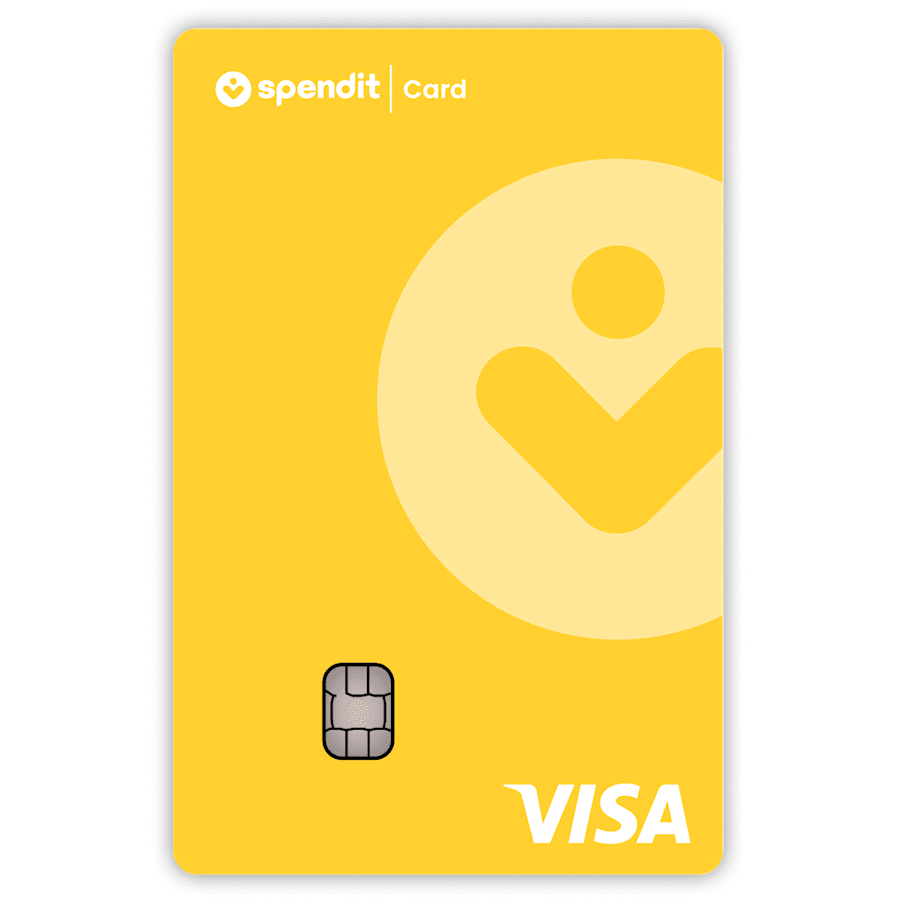 Image of yellow card with Spendit's logo.