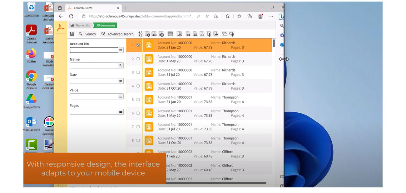 screenshot of enterprise content management system