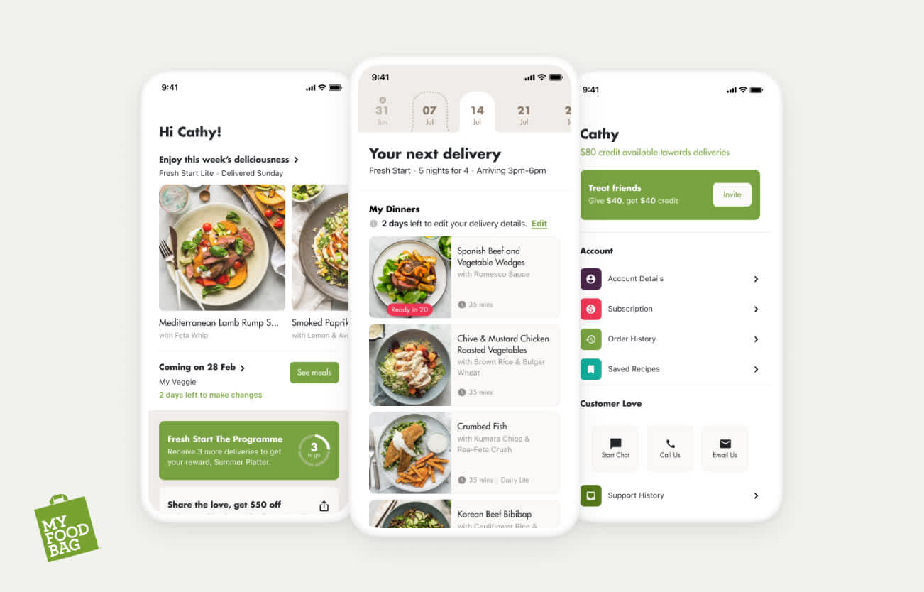 Image showcasing the design of the My Food Bag app