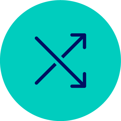 Icon with two crossing lines, indicating flexibility