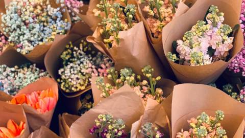 A large collection of flower bouquets