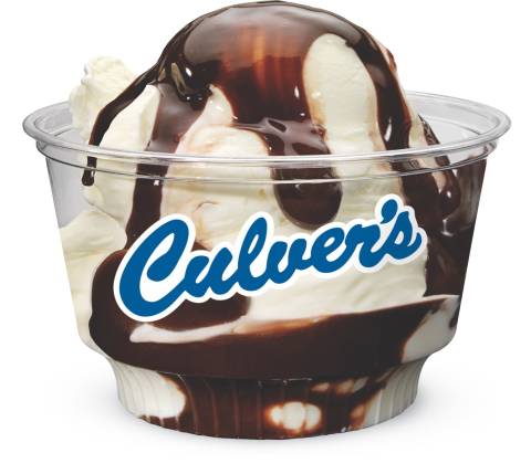 Culver's hot fudge sundae for announcement that Culver's is now on DD