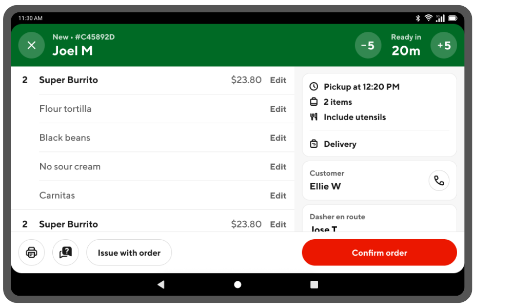 Mx Tablet: Order details