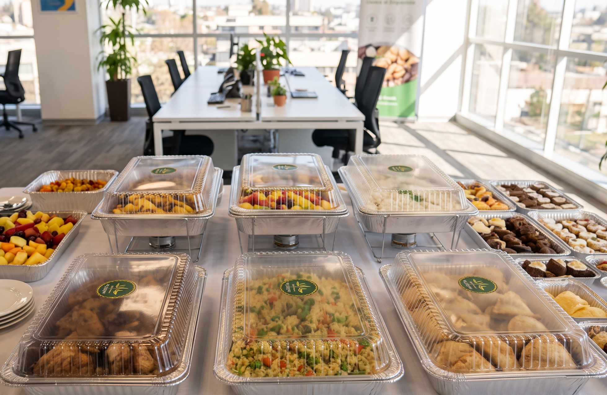 A picture of Halal catering in an office