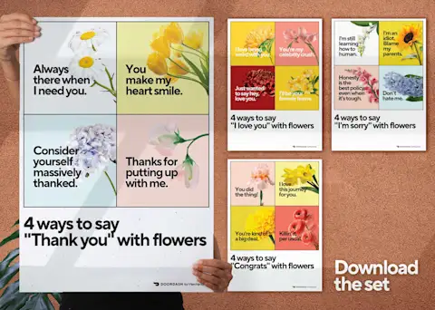 A Florist's Guide to Flower Card Messages and Meanings - 4 Ways to say thank you with flowers CTA poster