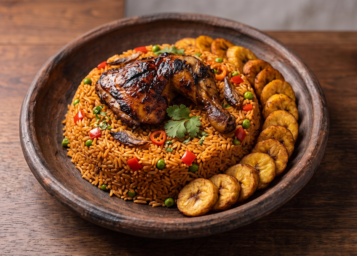 A plate of jollof rice.