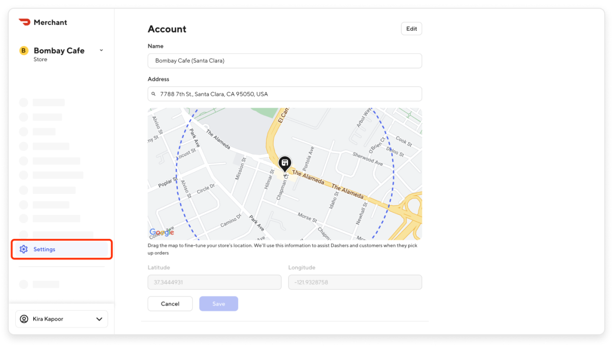 Merchant Portal - Account Edit