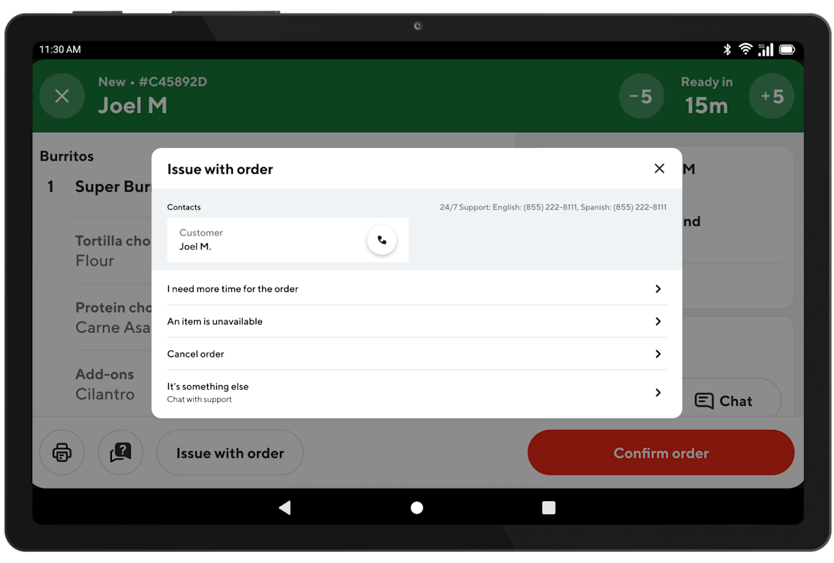 Mx - Tablet - Issue with Order