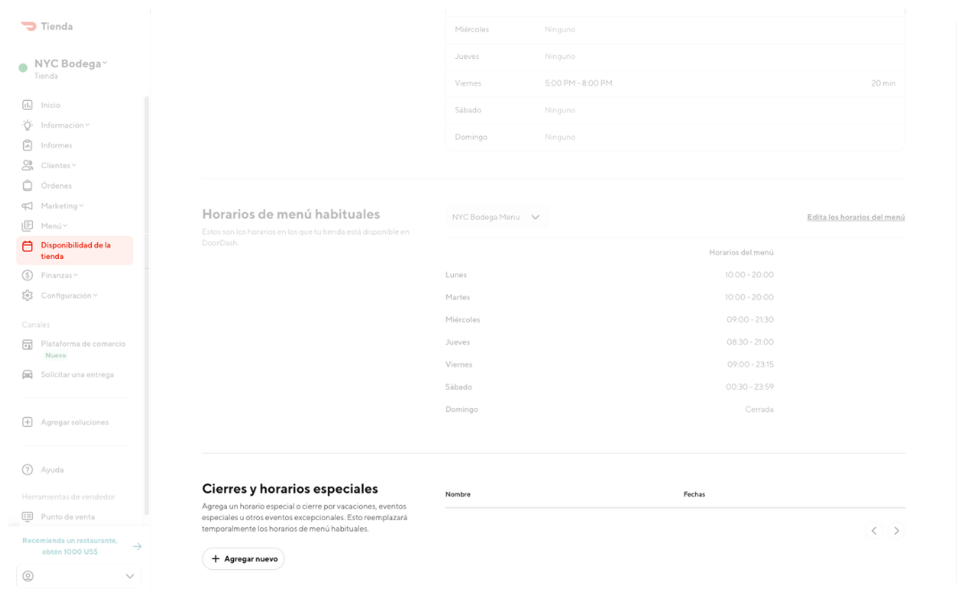 Mx - Set Up - Special Hours - ES-US