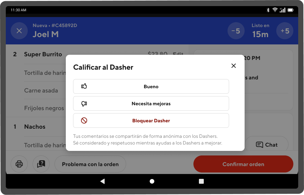 Rate Dasher Options - ES