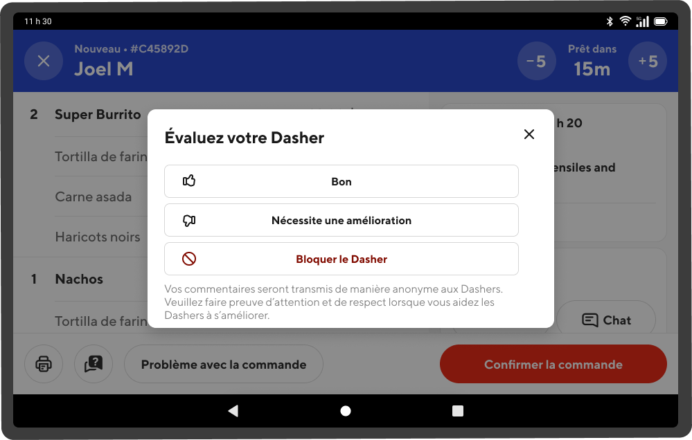 Rater Dasher Options - Fr