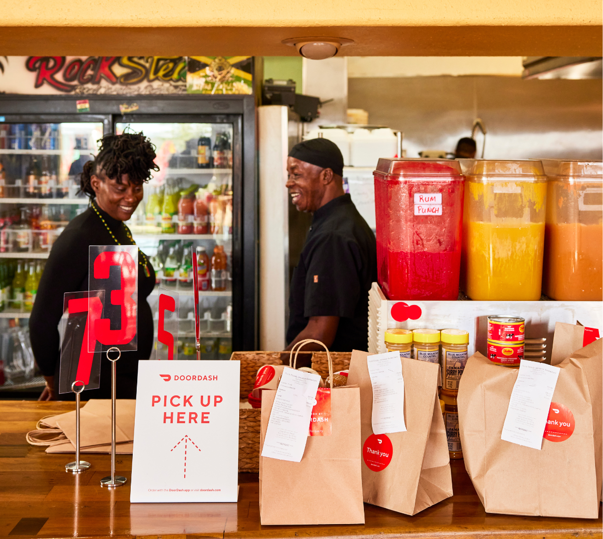 A food delivery order pickup station