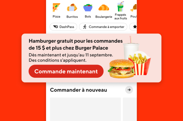 Banner advertisement for a burger restaurant on DoorDash
