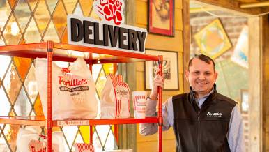 Portillo's pickup racks with Dino