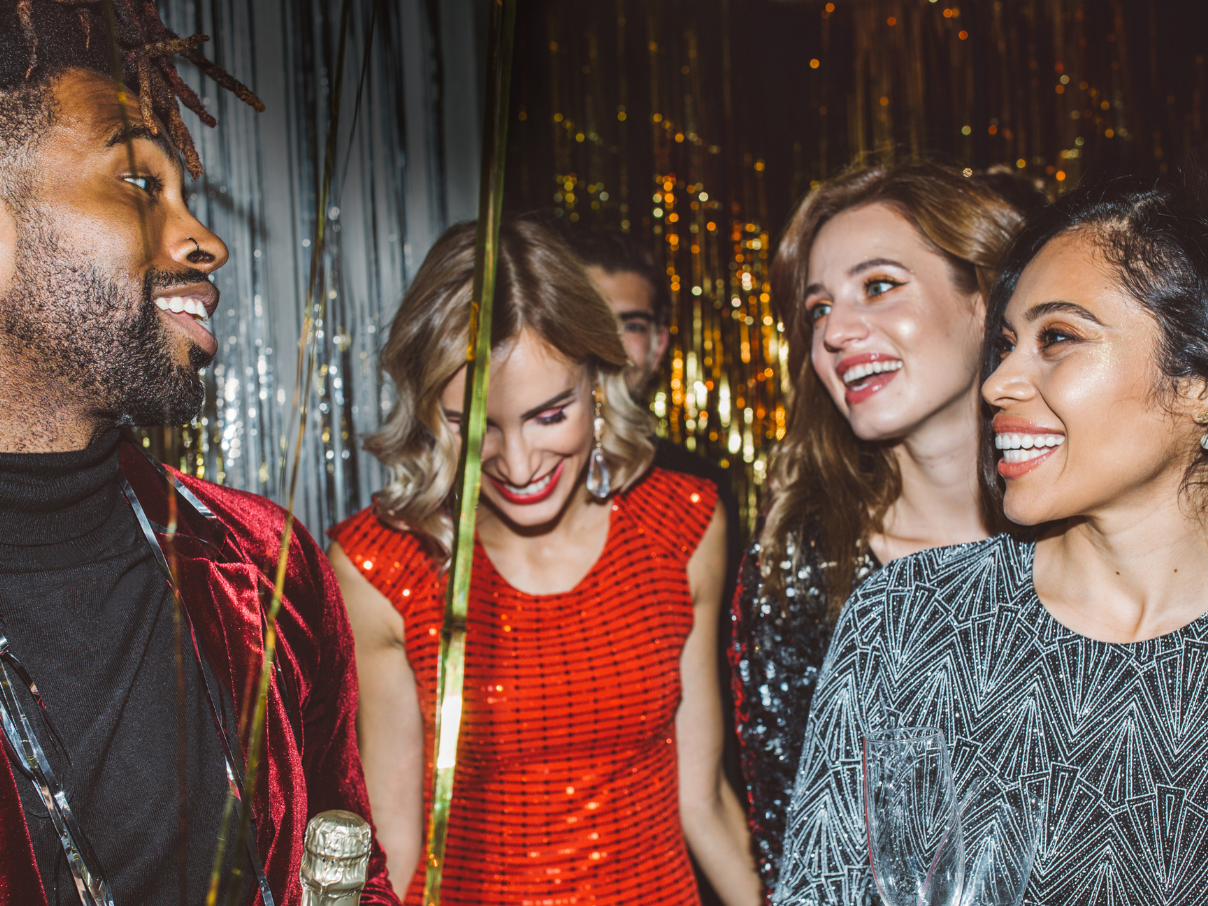 DDfB- woman in red dress, party