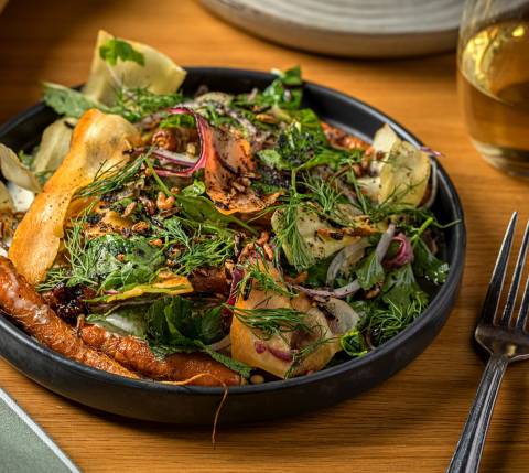 carrot salad and wine
