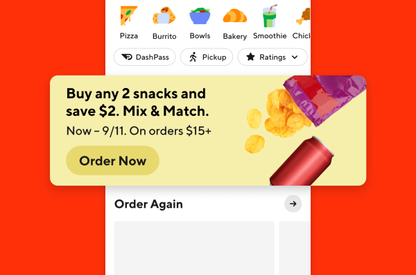 CPG ad on DoorDash featuring an in-app banner