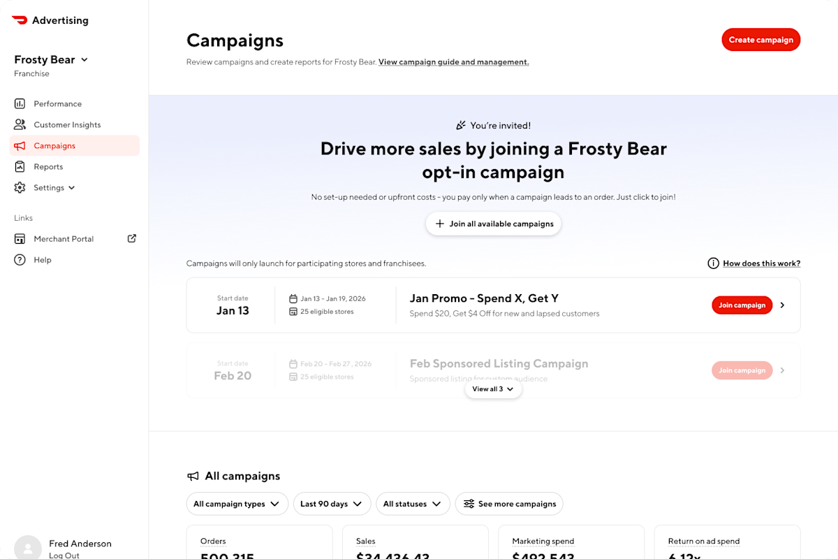 franchise opt-in campaign product UI