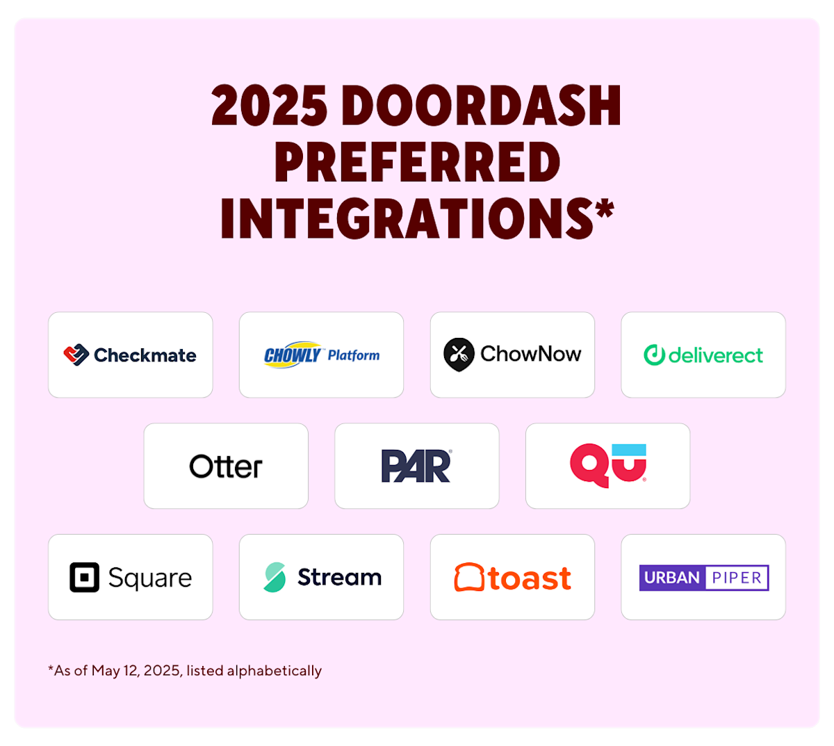 DoorDash Preferred Integrations logos