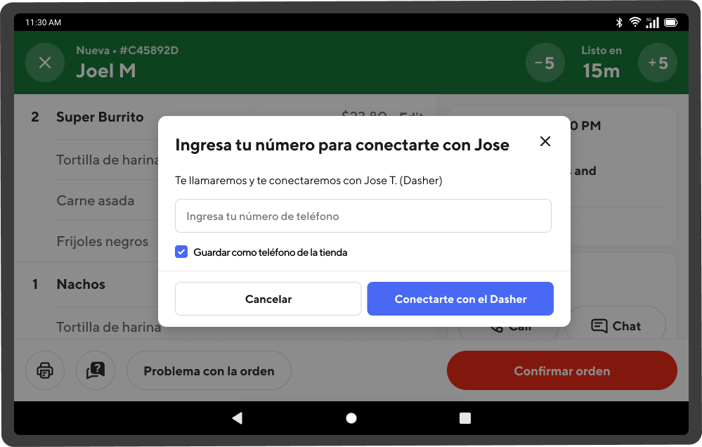 Contact your dasher -es