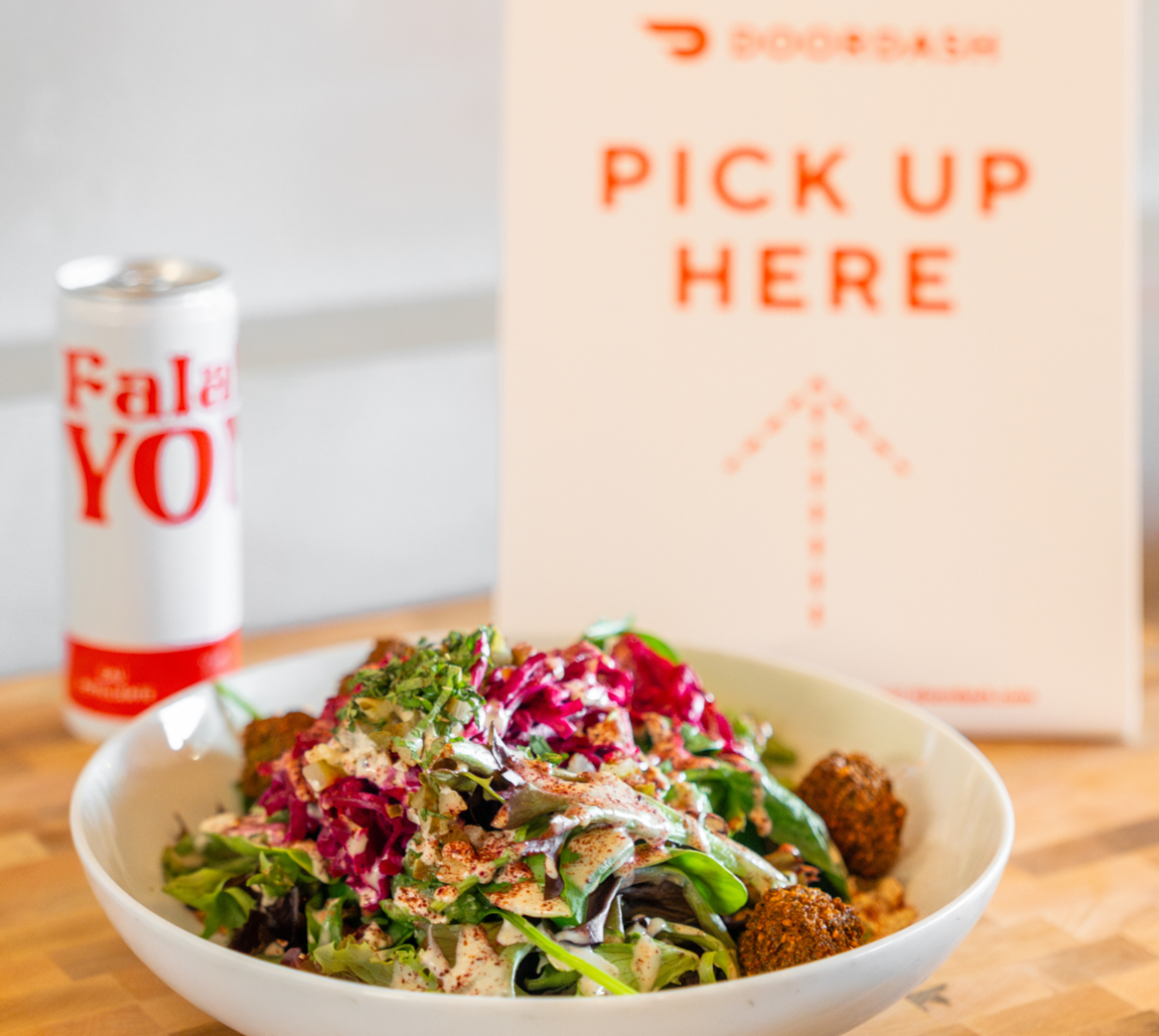 Falafel Yoni meal ready for DoorDash pickup