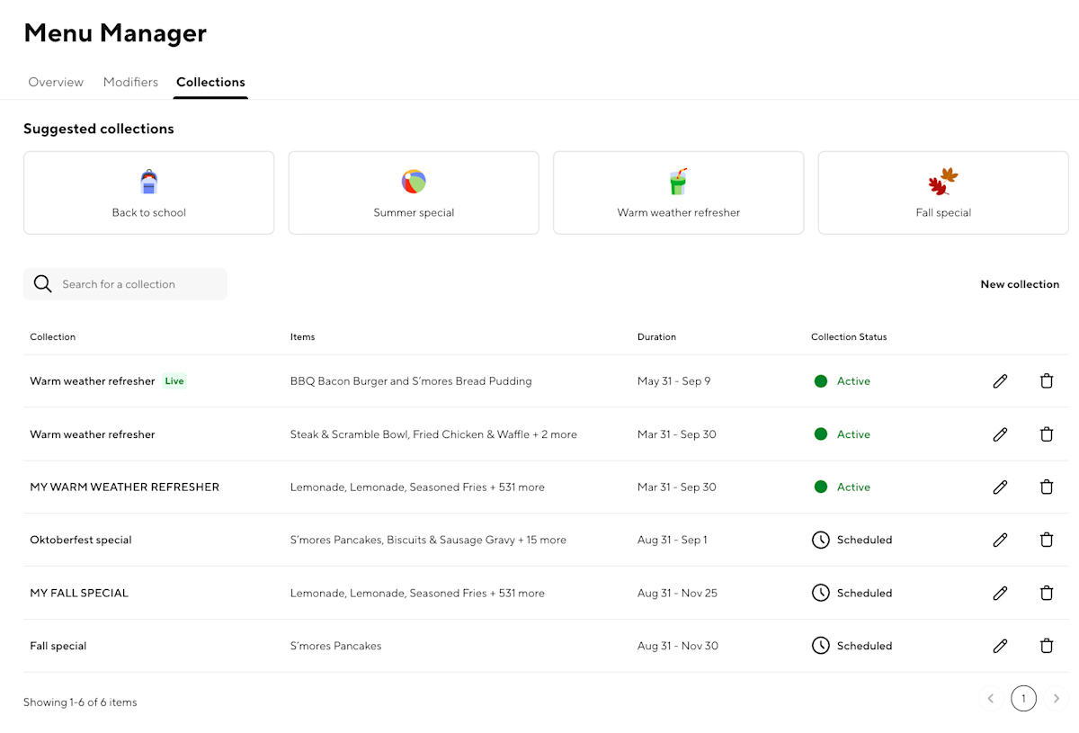 Creating Collections in DoorDash Menu Manager