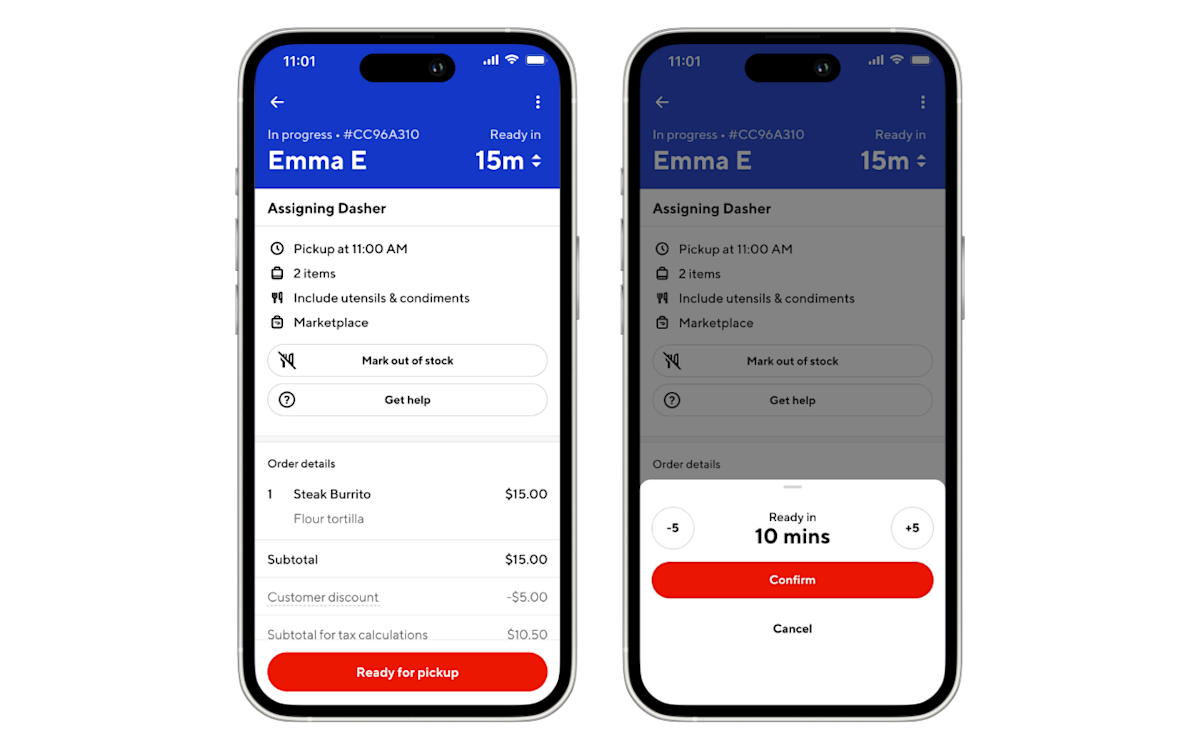 Mx - Business Manager App - BMA - Adjust Prep Time
