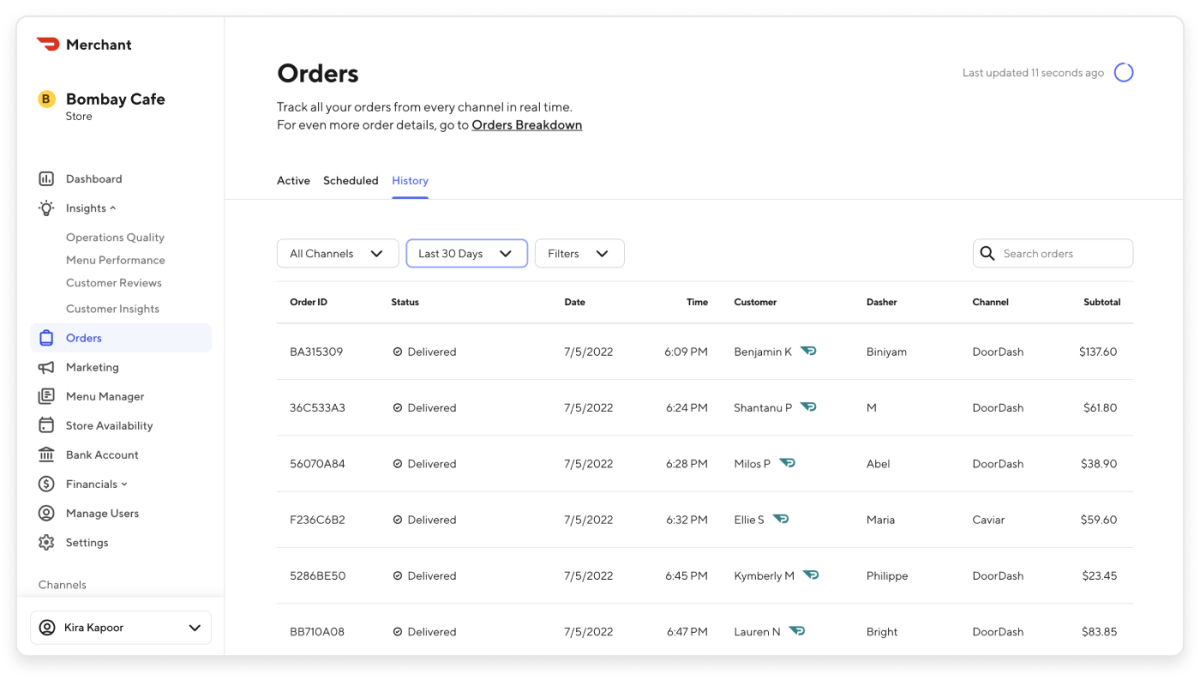 Merchant Portal - Orders