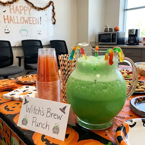 Halloween themed mocktail in the office