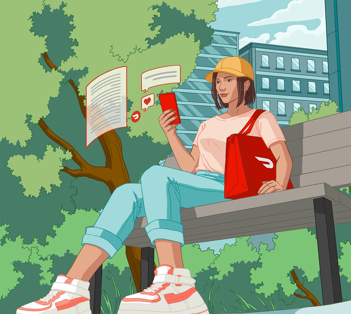 Dx Blog (US/CA/AU/NZ) - How to Fit Dashing Into Your Schedule - Illustration of Dasher sitting using app