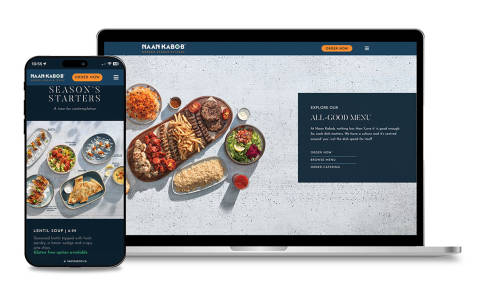 Mx Blog - Naan & Kabab - Website example (with display on phone)