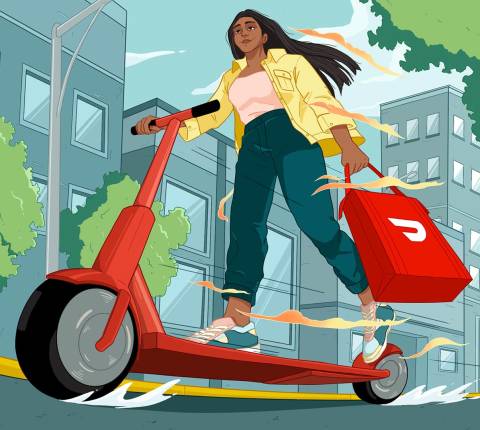 Dx Blog (US/CA/AU/NZ) - Solutions to Common Live Dashing Issues - Illustration of Dasher on scooter with delivery bag
