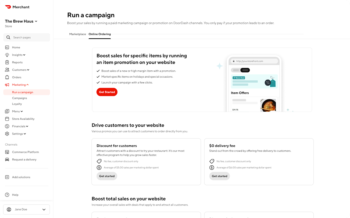 Mx - Portal - Run a Campaign - Online Ordering