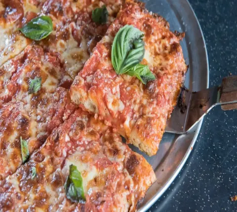 dino-s tomato pie - square cheese pizza