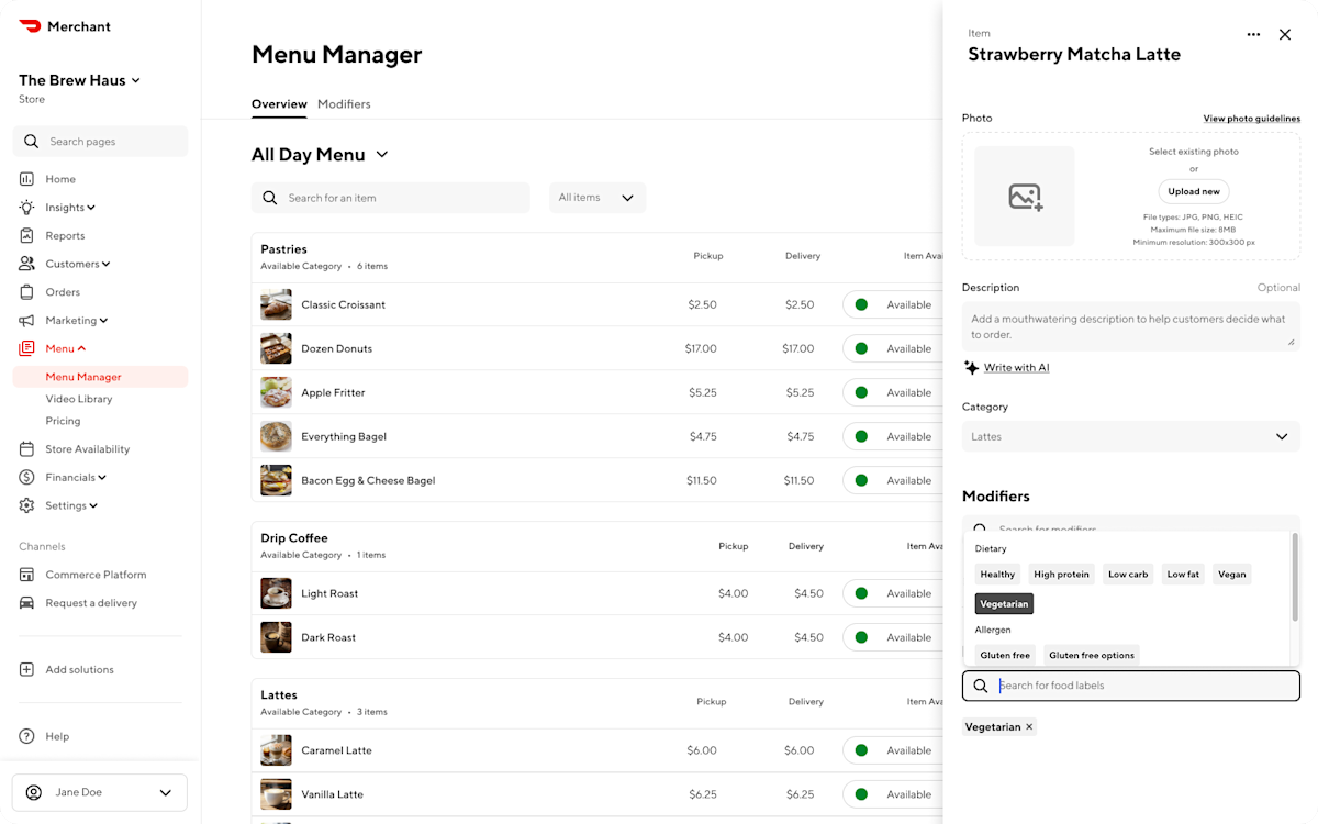 Mx - Portal - Menu Manager - Food Labels