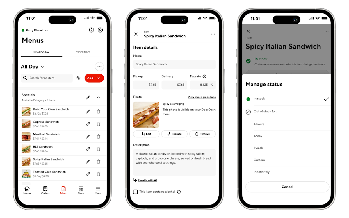 Mx - Business Manager App - Menu