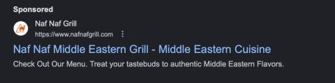 Naf Naf Middle Eastern Grill Google Sponsored post