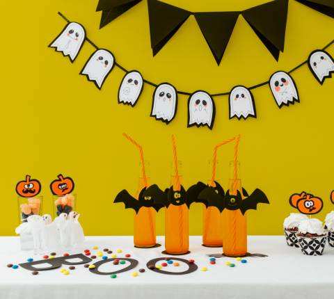 Halloween decorations on a table