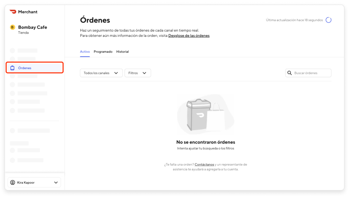 Cómo consultar órdenes de clientes en el Portal de tiendas de DoorDash