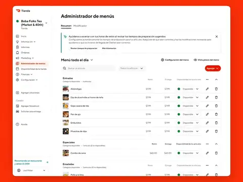 Item Prep Time - Menu Manager - ES-US
