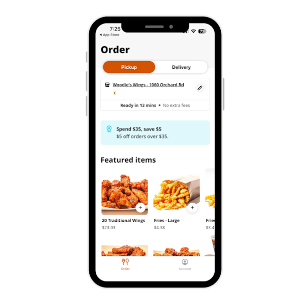 Mx - Commerce Platform - Woodie's Wings - App