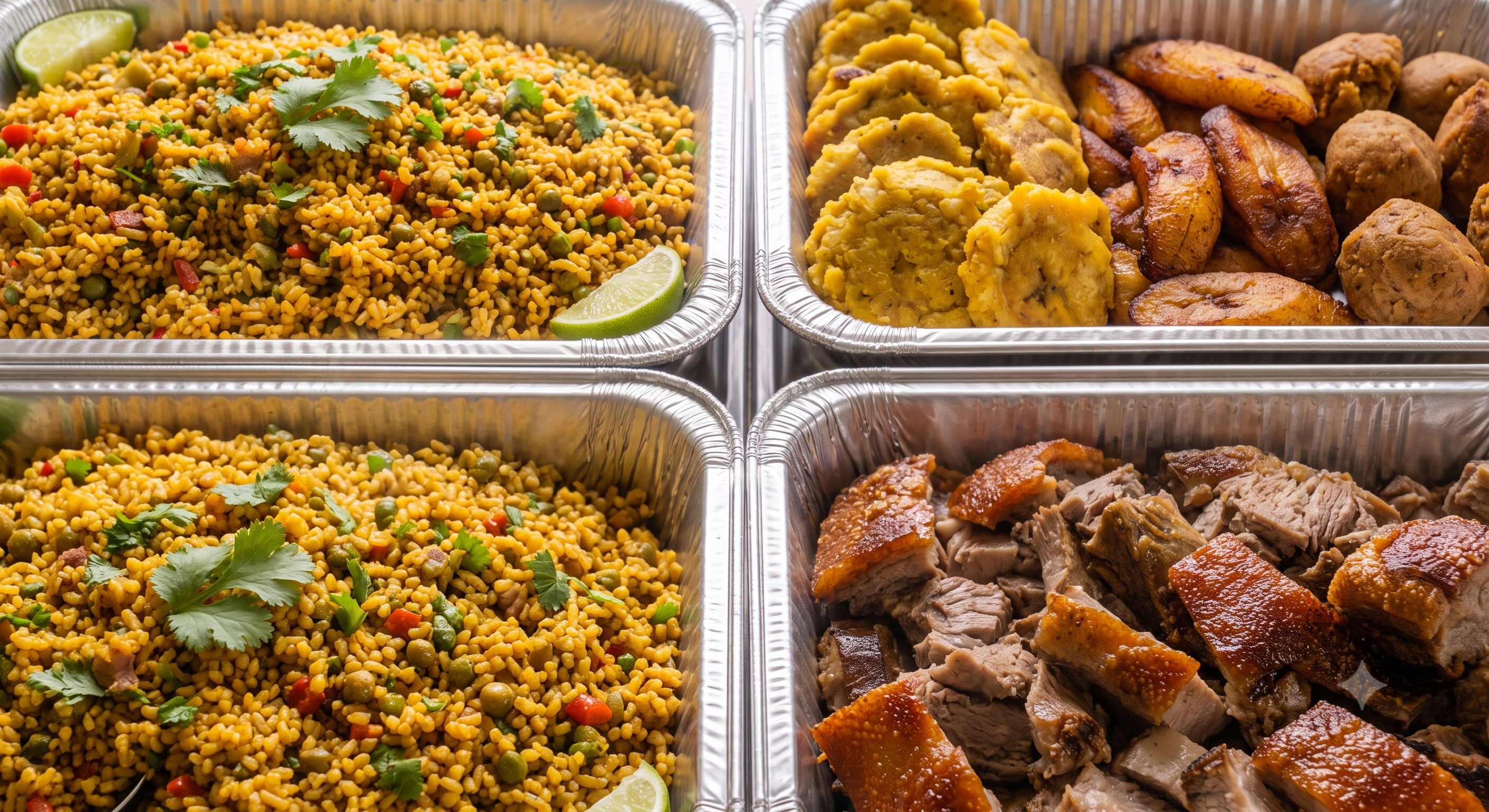 Puerto Rican food in trays