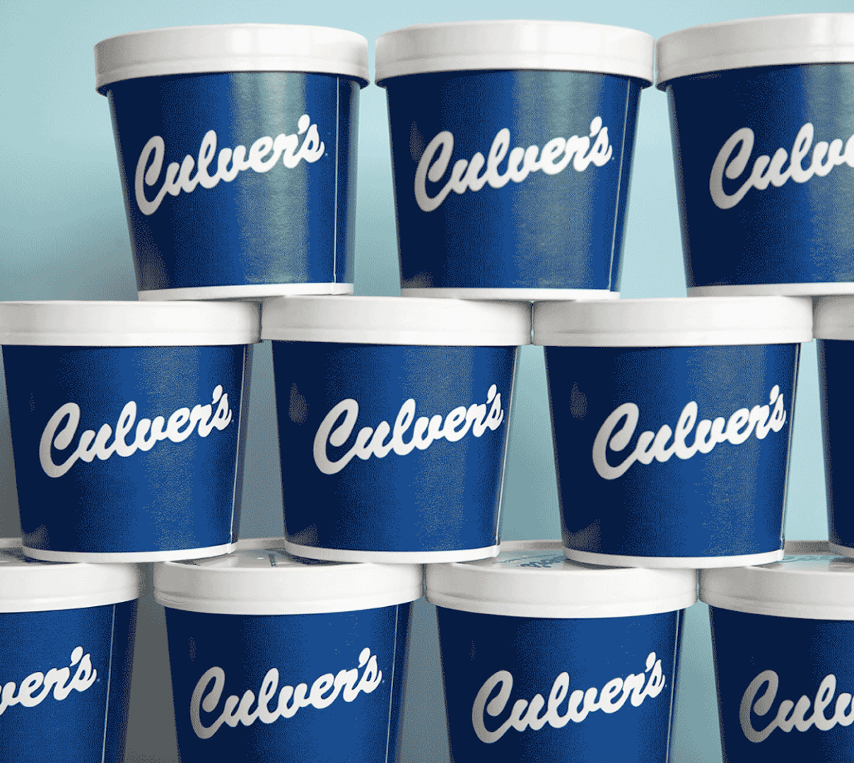 Picture of Culver's stacked pints for Culver's being available on DD 