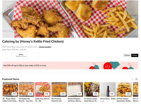 Mx Blog - Honey Kettle Fried Chicken -- Screenshot Storefront page