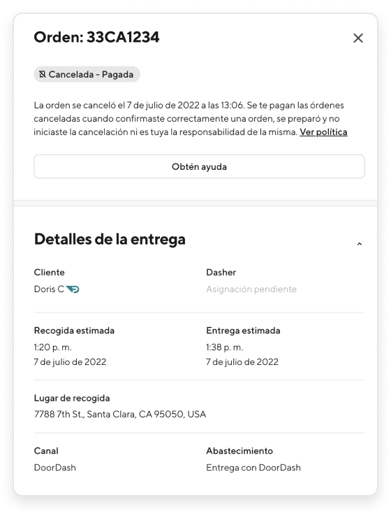 Cómo consultar órdenes de clientes en el Portal de tiendas de DoorDash