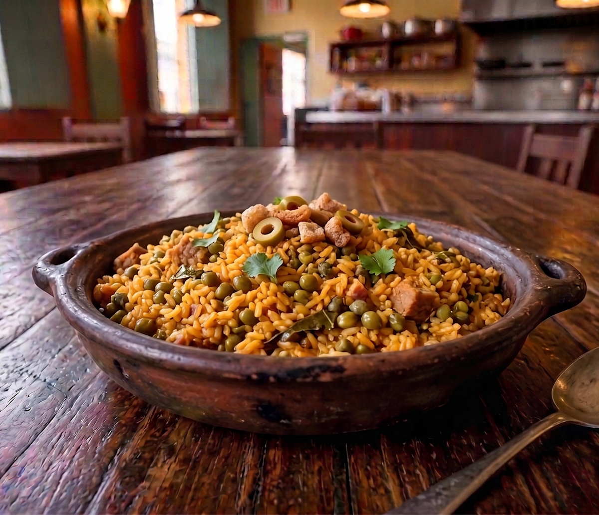 A plate of arroz con gandules.
